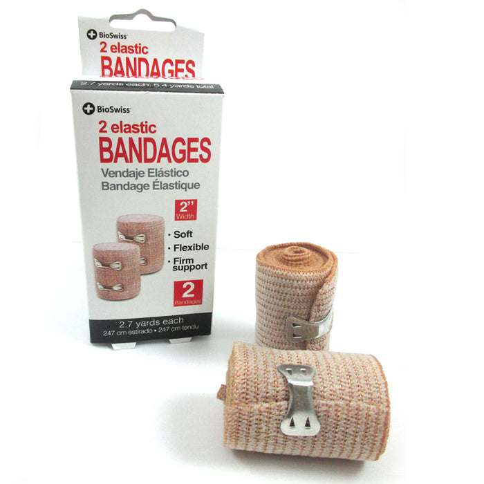 2 Pack 2" Elastic Bandages Clip Body Wrap Ankle Wrist Foot Sports Emergency New