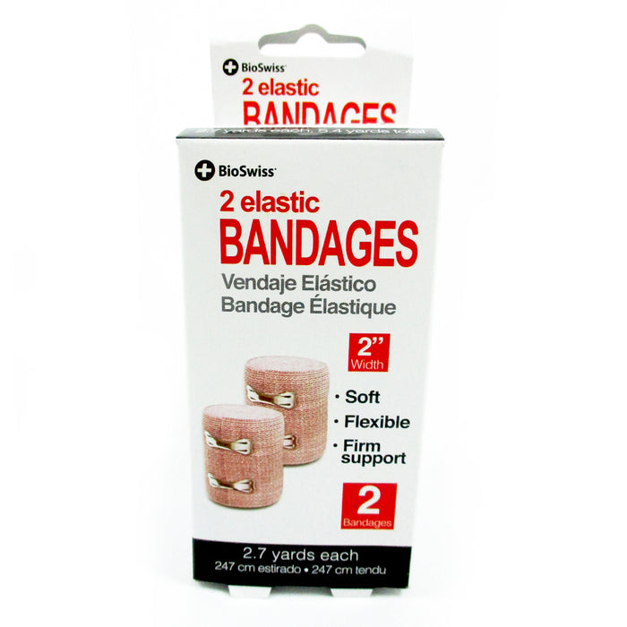 2 Pack 2" Elastic Bandages Clip Body Wrap Ankle Wrist Foot Sports Emergency New