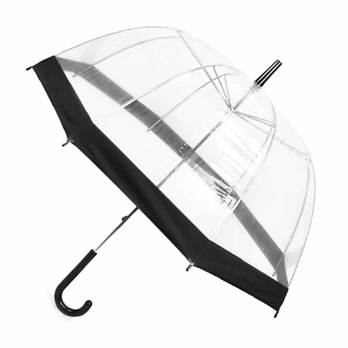 Clear Bubble Umbrella Adults Girls Long Stick Rain See Through Dome Black Trim