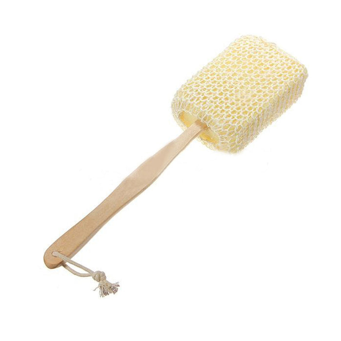 Natural Sisal Fiber Bath Body Brush Spa Shower Back Sponge Scrubber Long Handle