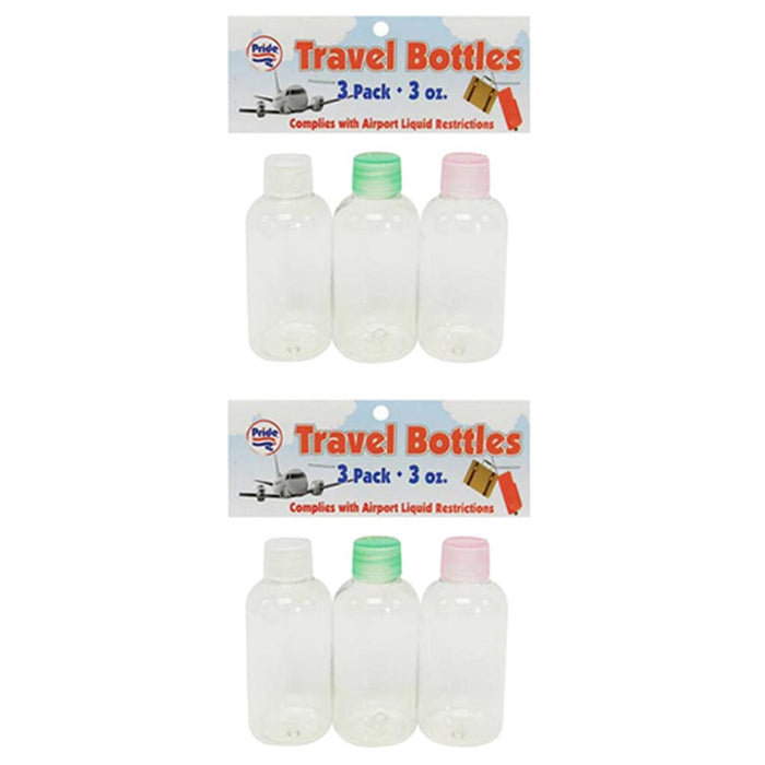 6 Pack Plastic Empty Travel Bottles 3 oz Toiletry Cosmetic Refillable Containers