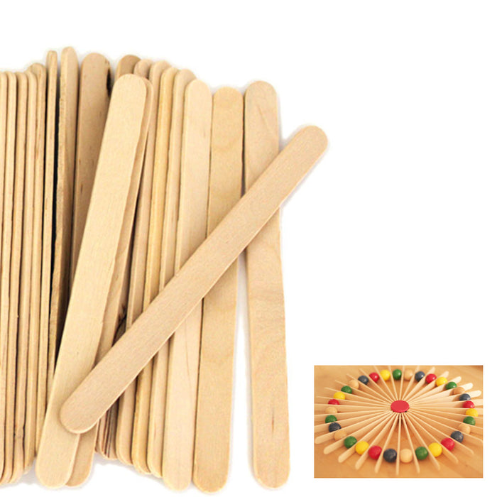 200 Pcs Natural Wood Popsicle Sticks Wooden Craft Wax Sticks 4-1/2 x 3/8 New !