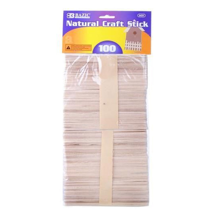 100 pcs Natural Wood Popsicle Sticks Wooden Craft Sticks Wax 4-1/2" x 3/8" New