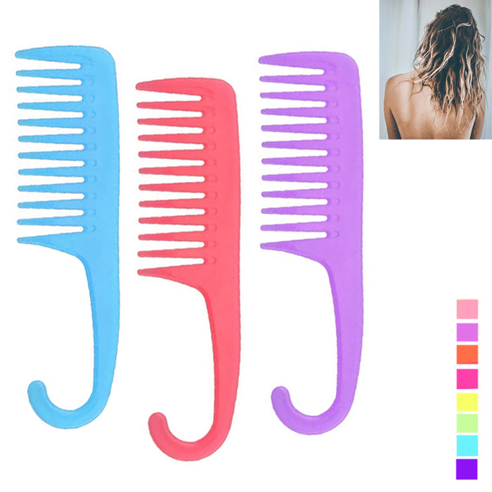 3 x Shower Comb Hair Wide Tooth Wet Gently Detangles Thick Long Durable Shower !