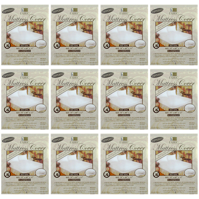 12 Lot King Size Mattress Cover Zippered Fabric Protects Bed Dust Bug Waterproof