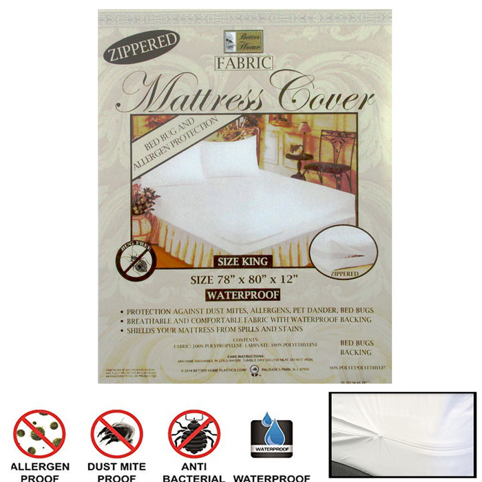 12 Lot King Size Mattress Cover Zippered Fabric Protects Bed Dust Bug Waterproof