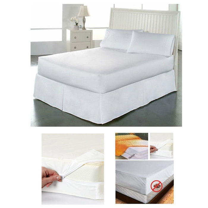 12 Zippered Mattress Encasement Waterproof Queen Size Cover Protector Bedding