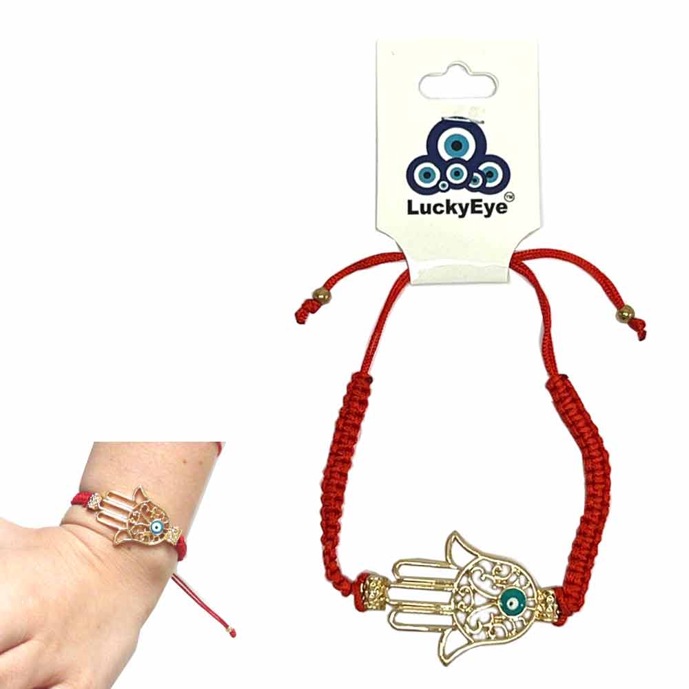 Lot Red Hamsa Evil Eye Bracelets STRING Kabbalah good Lucky Charm