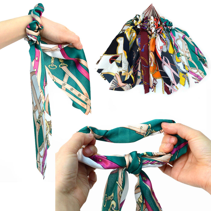 1X Ribbon Hair Tie Vintage Fashion Scrunchies Scarf Ponytail Print Elastic Band