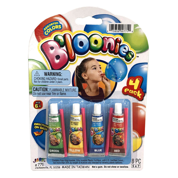 12 Tubes Bloonies Colors Blow Plastic Balloons B'loonies Fun Kids Party Bubbles