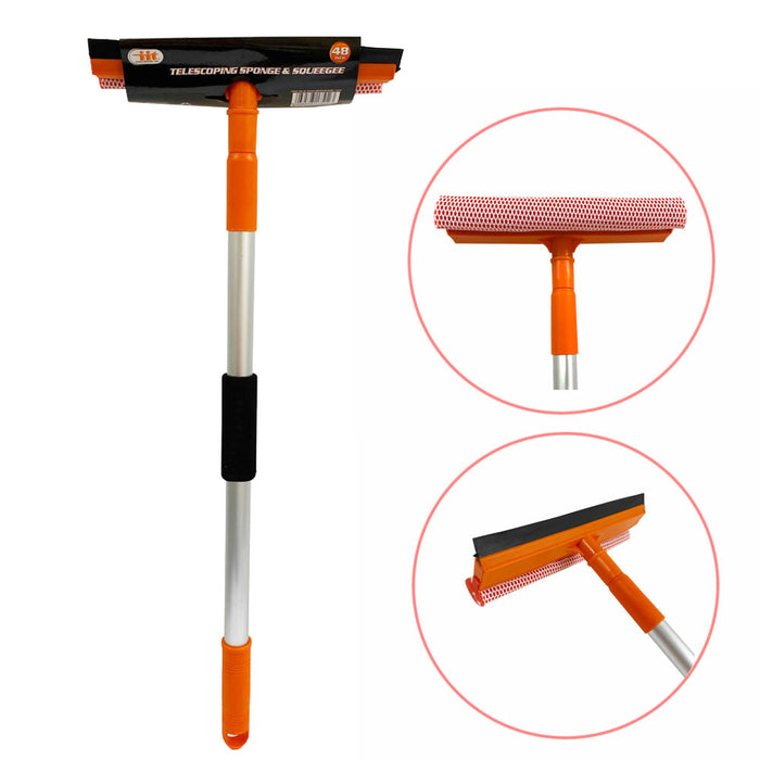 Telescopic Window Squeegee 48" Cleaner Squeegie Brush Shower Car Wiper Sponge