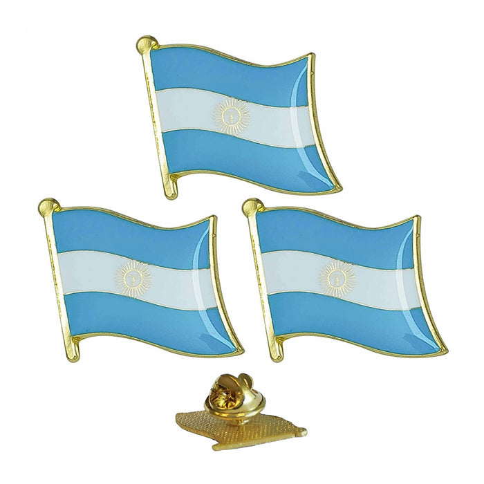 3Pc Argentina Country Flag Pin Badge Travel Brooch Souvenir Hat Clothes Backpack