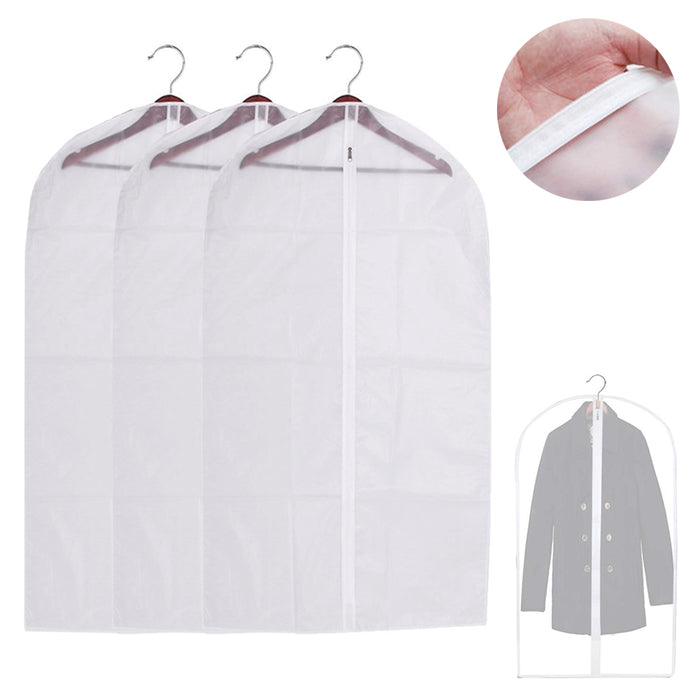 3 Pack Translucent 40" Garment Bags Zipper Store Suits Dresses Costumes Uniforms