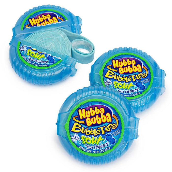 3 Pack Hubba Bubba Sour Blue Raspberry Bubble Gum Tape Fun Chewing Gum 18ft