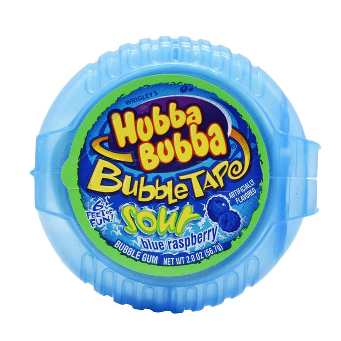 6 Pack Hubba Bubba Bubble Gum Tape Sour Blue Raspberry Fun Chewing Gum 36ft