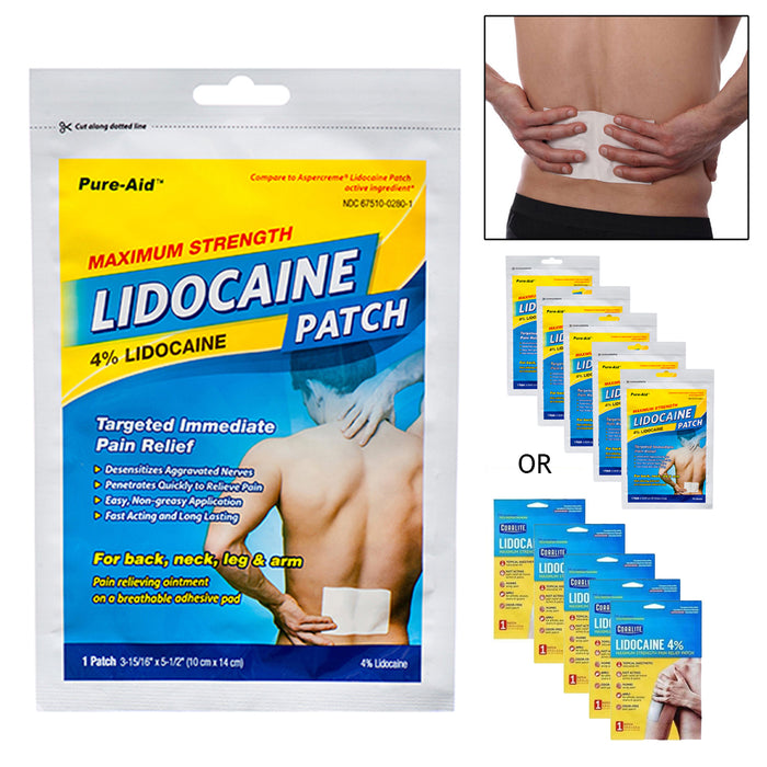 10x Lidocaine 4% Pain Relief Patch Medicated Pad Patches Maximum Strength Muscle