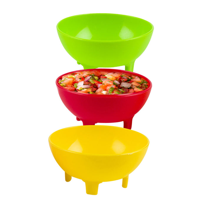 3 Pack Salsa Bowls Plastic Mexican Molcajete Chips Guacamole Bowls Serving Dish