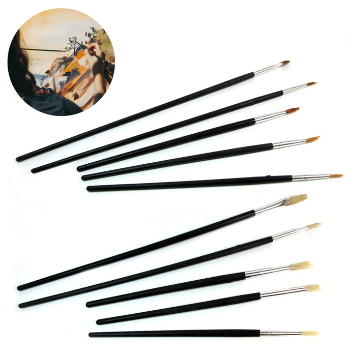 10 PC Artist Detail Paint Brush Acrylic Oil Watercolor Painting Kit Craft Supply