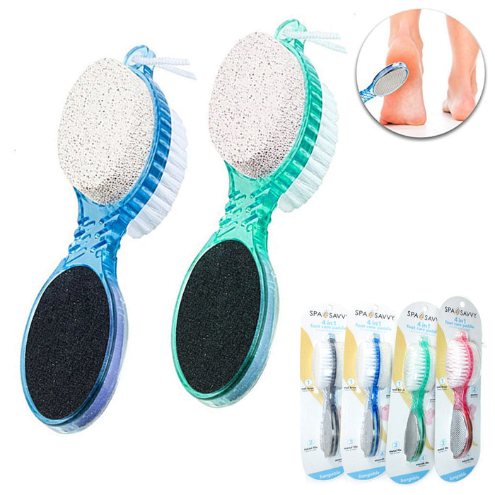 2 Pack 4 In 1 Foot Care Stone Callus Remover Brush Exfoliate Pumice Pedicure New