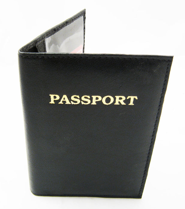 Leather Passport Cover RFID Blocking Travel Case Safe ID Protection Holder Black