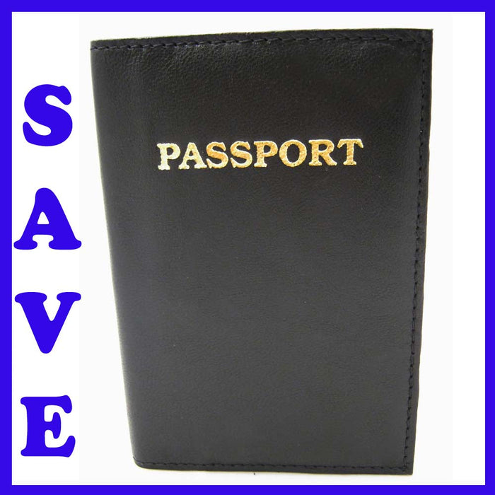 Leather Passport Cover RFID Blocking Travel Case Safe ID Protection Holder Black