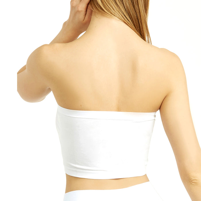 1 Tube Top Seamless Spandex Bandeau Bra Cropped Strapless Layer Tank Yoga White