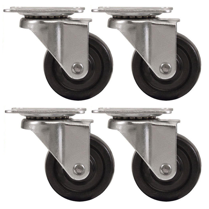 4 Pc Heavy Duty Swivel Caster Wheels 2" Top Plate High Gauge Bearing Set No Mark