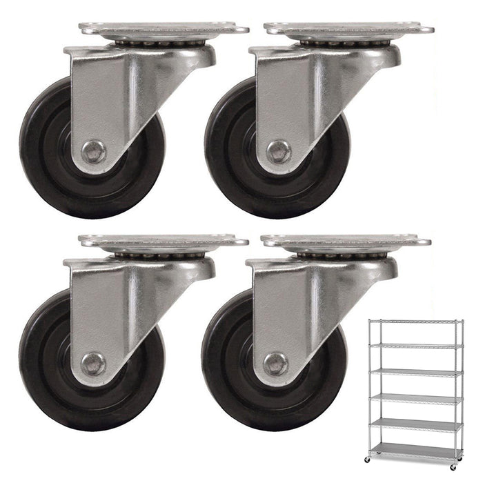 4 Pc Heavy Duty Swivel Caster Wheels 2" Top Plate High Gauge Bearing Set No Mark