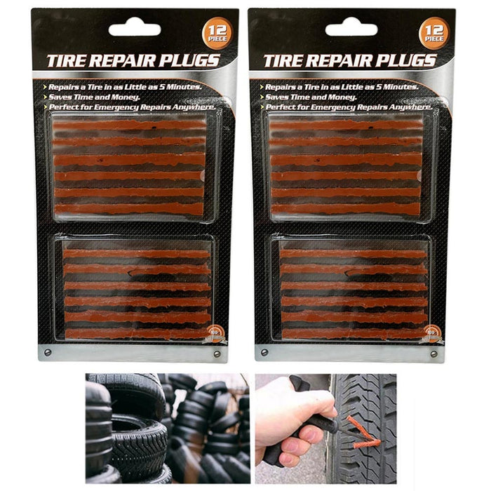 24Pcs Tire Repair Plugs Self Vulcanizing Tubeless Seal Tire Repair Plug Patch