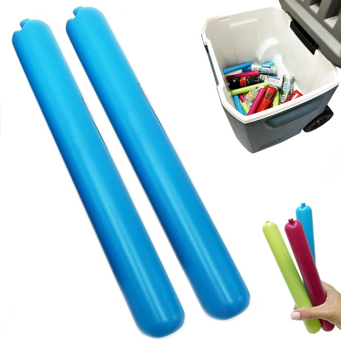 2Pc Large 8" Gel Ice Stick Plastic Reusable Cooling Bottle Water Beverage Drinks