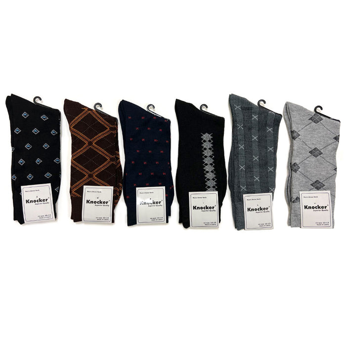 6 Pairs Mens Dress Socks Fashion Classic Lightweight Crew Socks Assorted 10-13