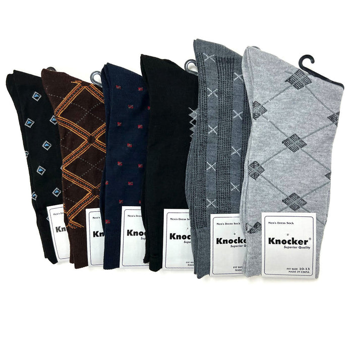 6 Pairs Mens Dress Socks Fashion Classic Lightweight Crew Socks Assorted 10-13