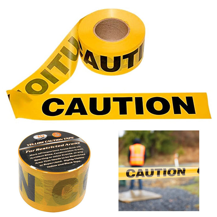 3" x 300Ft Caution Tape Roll Yellow Barricade Hazard Safety Warning Weatherproof