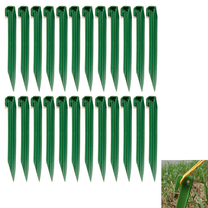 24 Pc Set Plastic Tent Stakes 9" Heavy Duty Pegs Canopy Stakes Camping Gardening