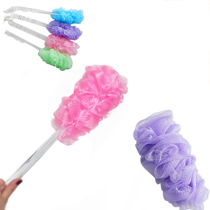 2 PC Bath Brush Long Handle Skin Exfoliating Shower Back Scrubber Sponge Loofahs