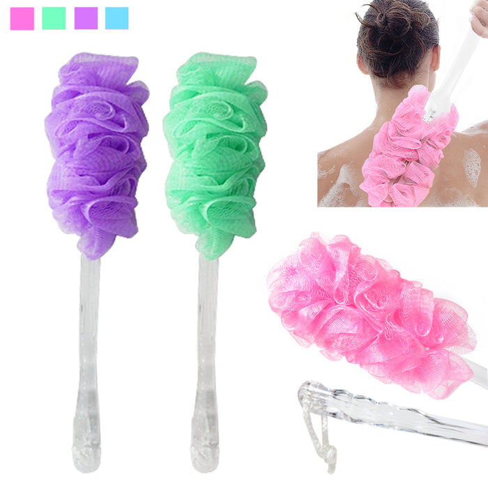 2 PC Bath Brush Long Handle Skin Exfoliating Shower Back Scrubber Sponge Loofahs