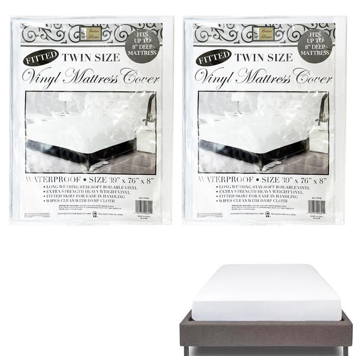 2 Pc Waterproof Mattress Protector Premium Pad Cover Heavy Duty Vinyl Twin Size