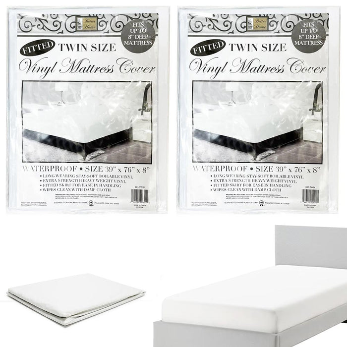 2 Pc Waterproof Mattress Protector Premium Pad Cover Heavy Duty Vinyl Twin Size