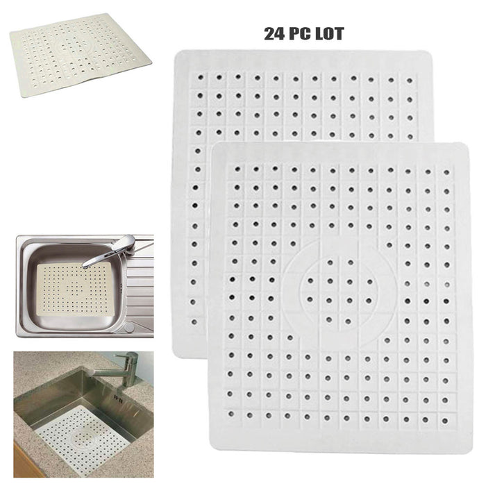 24 PC LOT Kitchen Sink Mat Drain Protector Dish Pad Rubber Non Slip Food Drainer