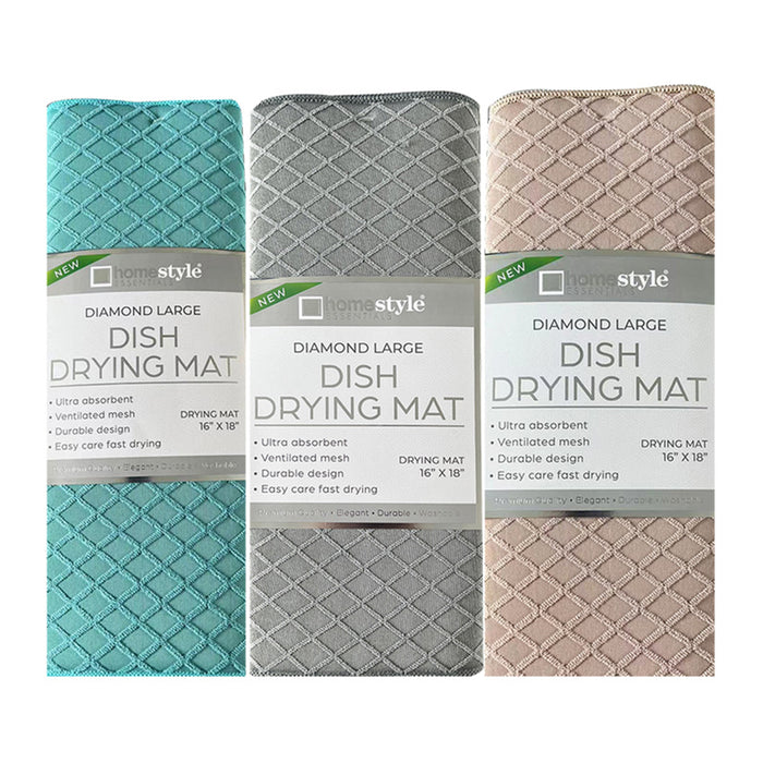 Reversible Dish Drying Mat Absorbent Microfiber Kitchen Stemware Protect 15"x20"