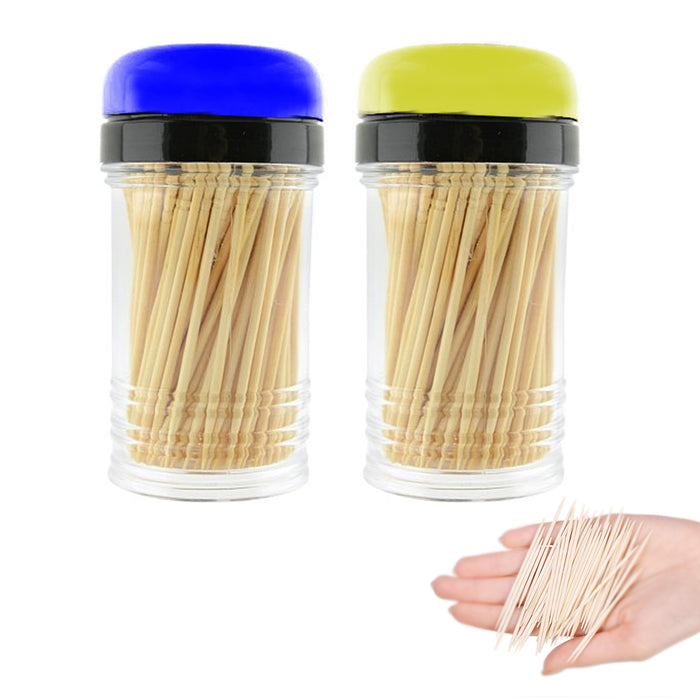 800PC Natural Bamboo Toothpicks 4 Bottle Dispenser Home Party Cocktail Appetizer