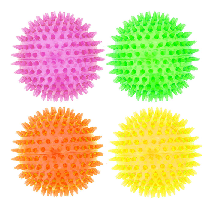 6 Pack Pet Squeaky Chewing Balls Bright Spike Fetching Dogs Play Chew Toys Spiky