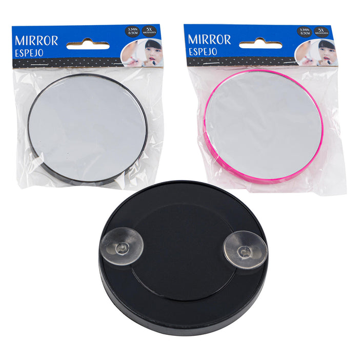 Portable Makeup Mirror 5X Magnification Suction Cups Travel Bathroom Shower 3.3"