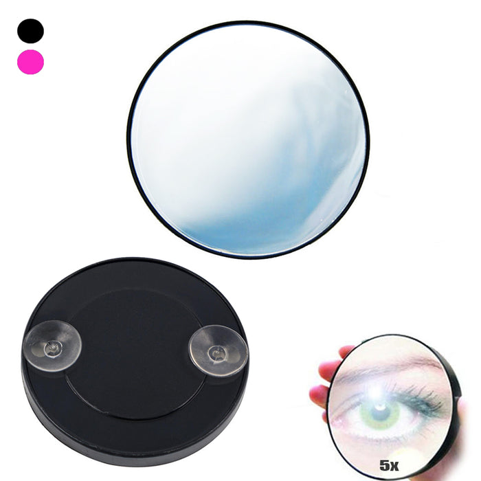 Portable Makeup Mirror 5X Magnification Suction Cups Travel Bathroom Shower 3.3"