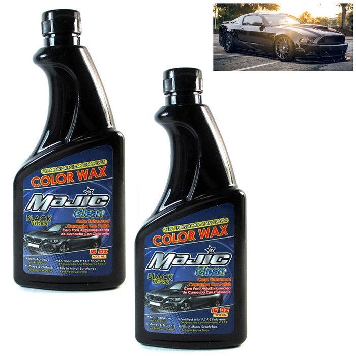 2 Black Car Polish Wax 16oz Carnauba Auto Care Shine Paint Finish Color Enhancer