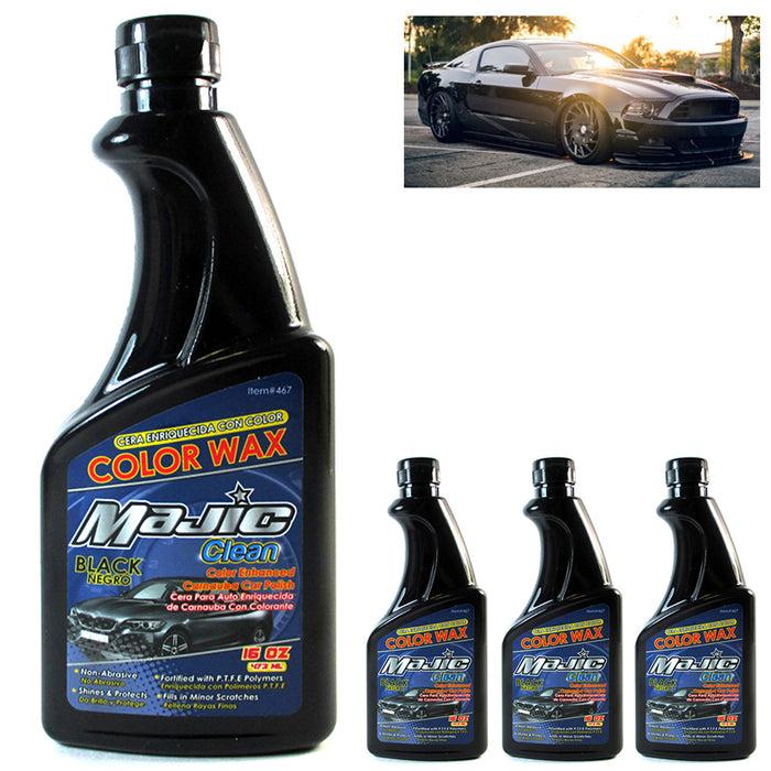 4 Pack Black Wax Color Car Paint Polish 16 oz Auto Care Scratch Repair Tool New