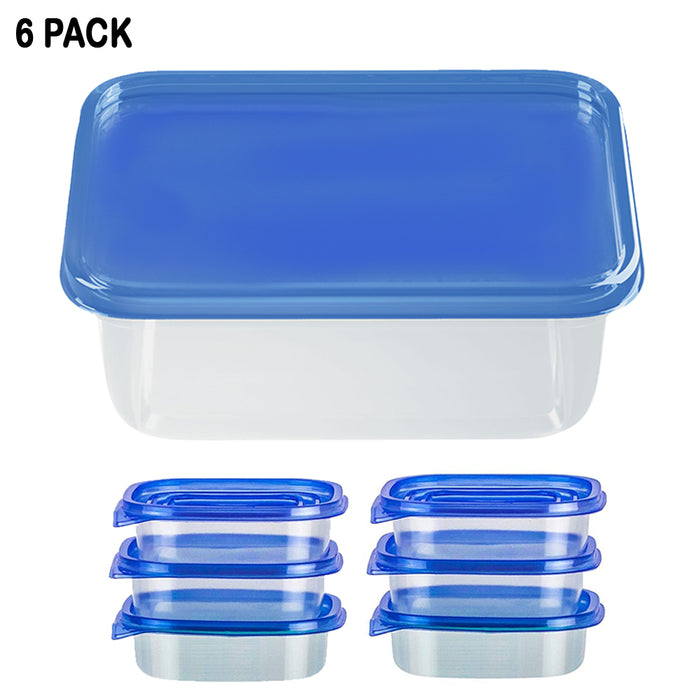 6PK Food Storage BPA Free Plastic Container Meal Prep Freezer Microwave Reusable