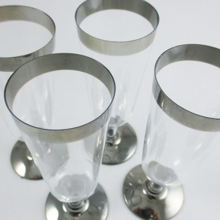 Set Of 4 Plastic Champagne Glasses Flute Plastic Wine Cups Wedding Party Clear