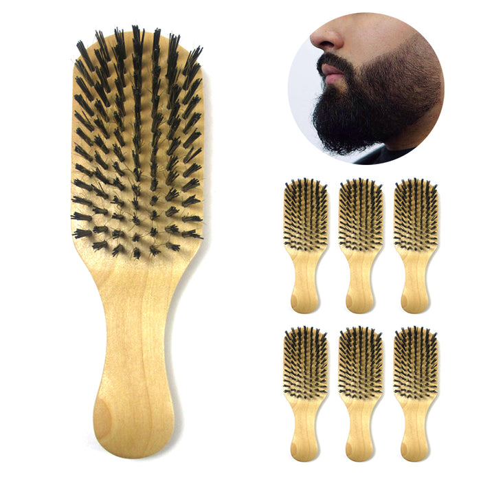 6 Pack Hair Brush Wooden Boar Bristle Beard Mustache Comb Mens Grooming Kit Gift