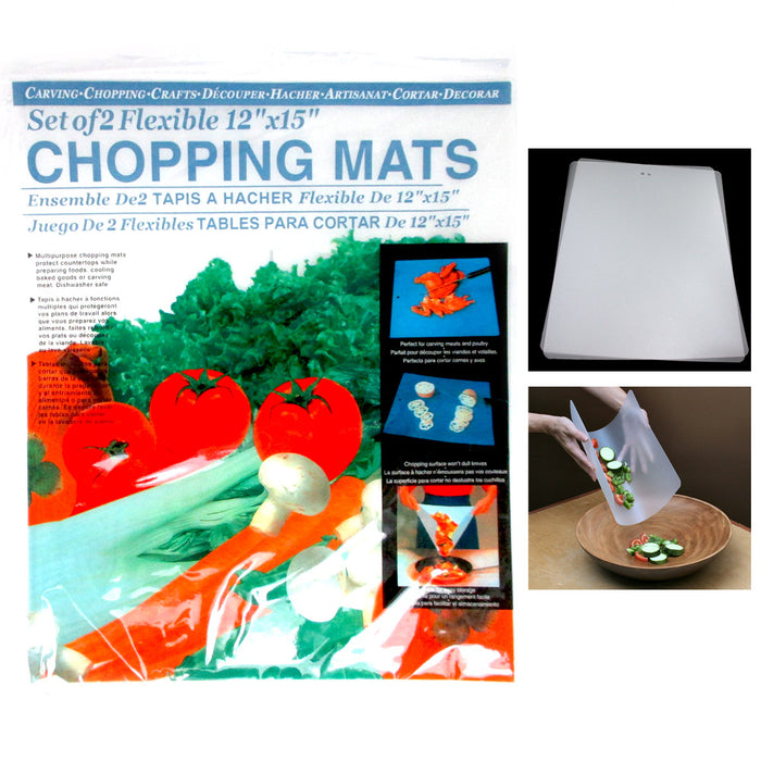 2 Flexible Chopping Mats Kitchen Fruit Vegetable Plastic Cutting Board Camp New